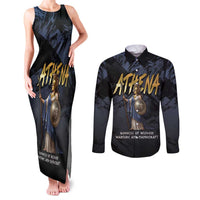 Ancient Greek Athena Couples Matching Tank Maxi Dress and Long Sleeve Button Shirt Goddess Of Wisdom - Wonder Print Shop