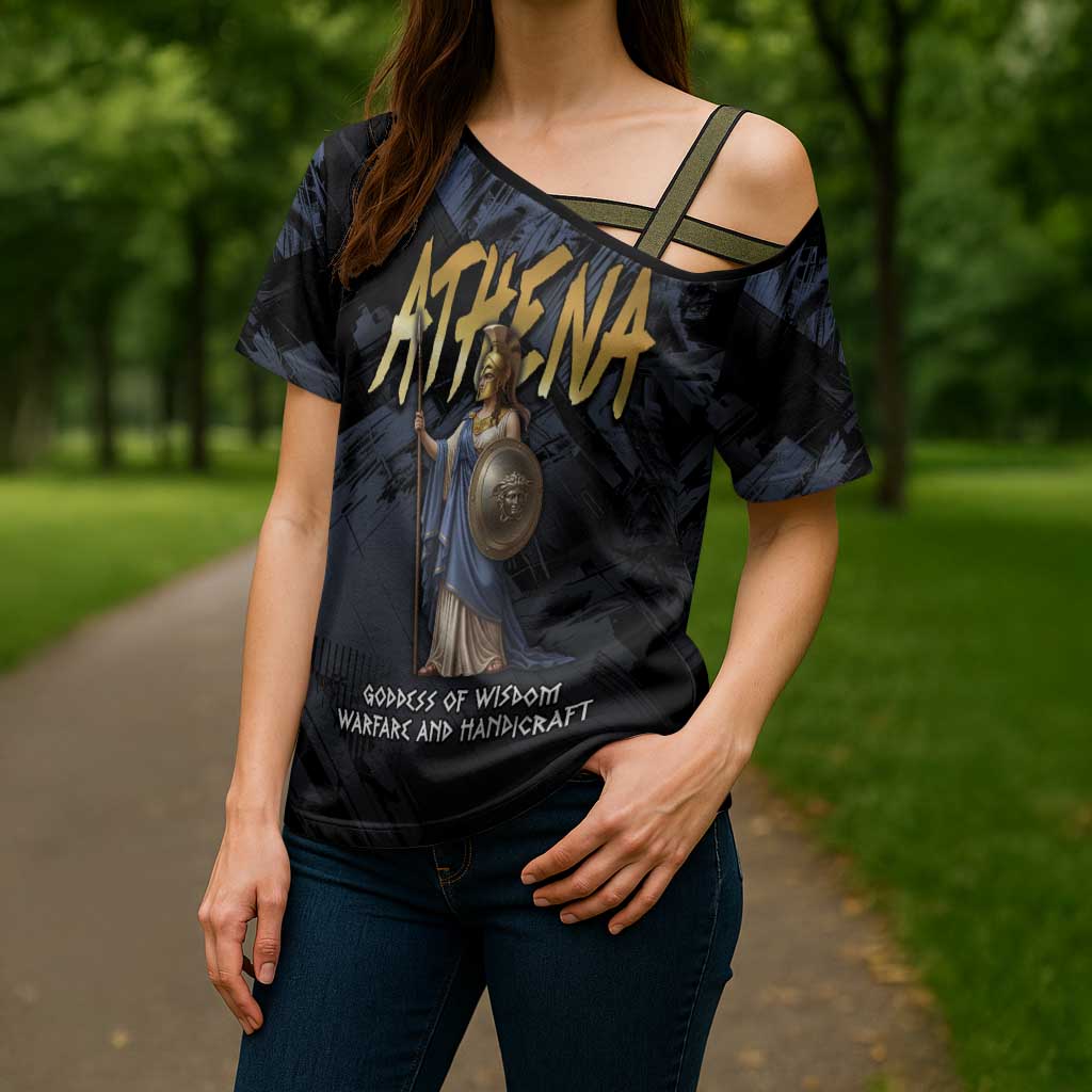 Ancient Greek Athena Cross Shoulder Shirt Goddess Of Wisdom - Wonder Print Shop
