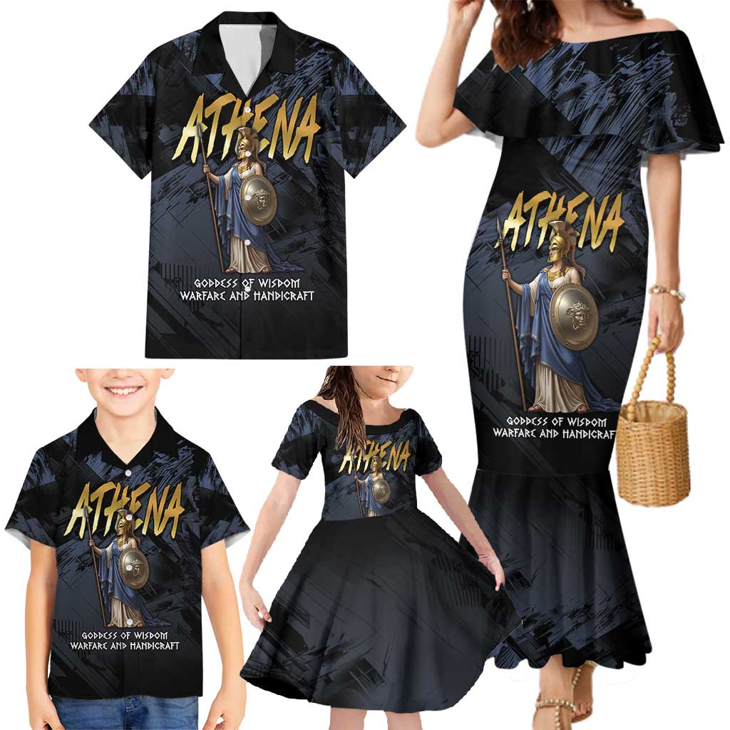 Ancient Greek Athena Family Matching Mermaid Dress and Hawaiian Shirt Goddess Of Wisdom - Wonder Print Shop