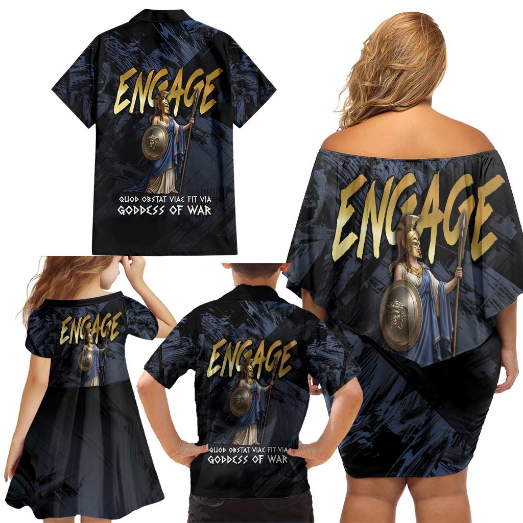 Ancient Greek Athena Family Matching Off Shoulder Short Dress and Hawaiian Shirt Goddess Of Wisdom - Wonder Print Shop