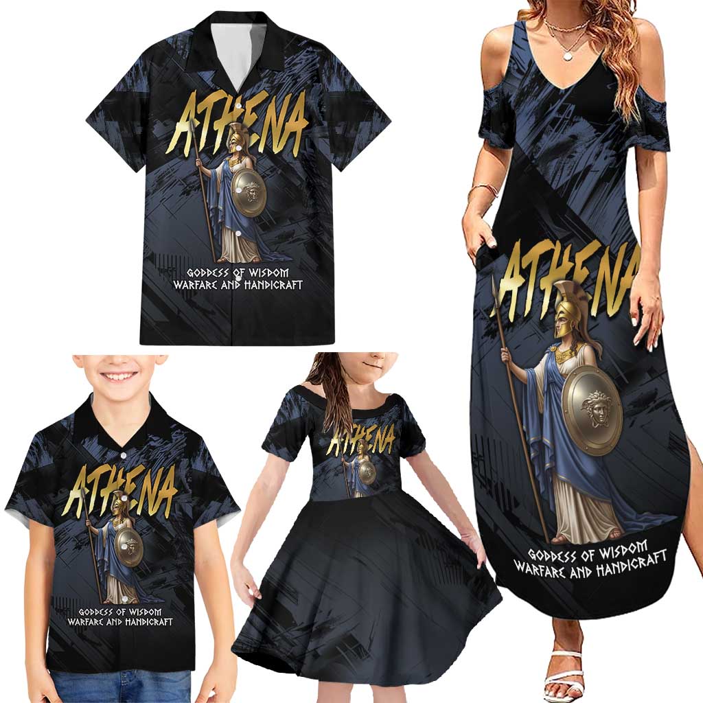 Ancient Greek Athena Family Matching Summer Maxi Dress and Hawaiian Shirt Goddess Of Wisdom - Wonder Print Shop