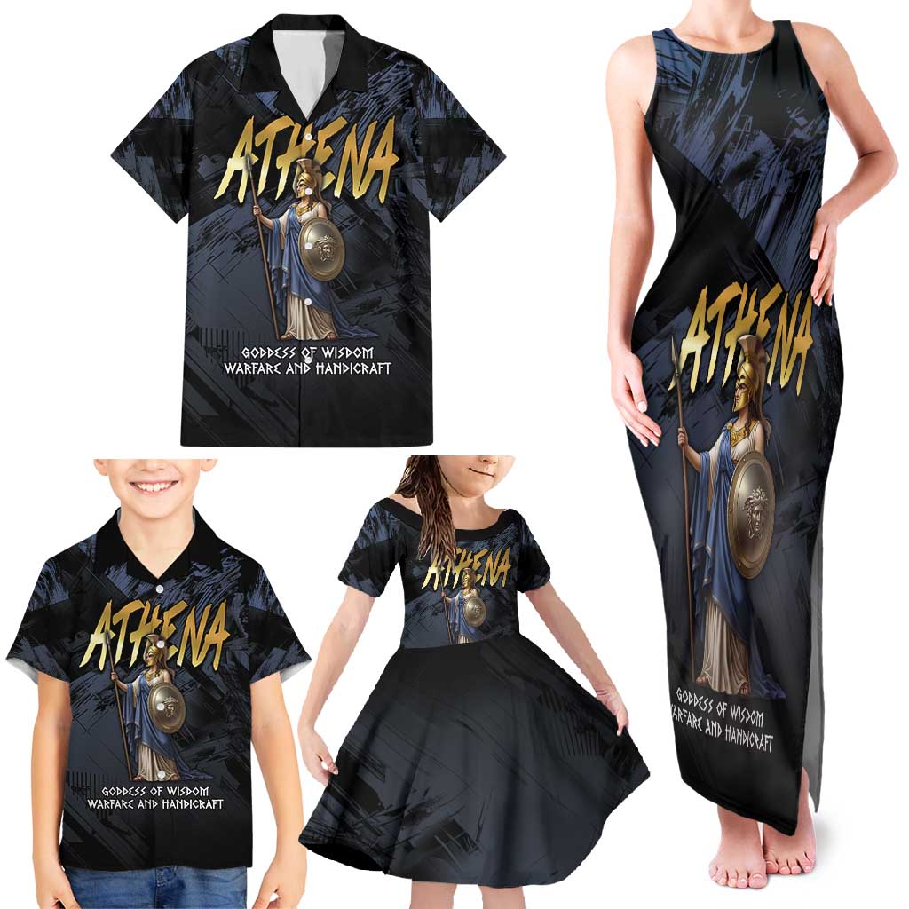 Ancient Greek Athena Family Matching Tank Maxi Dress and Hawaiian Shirt Goddess Of Wisdom - Wonder Print Shop