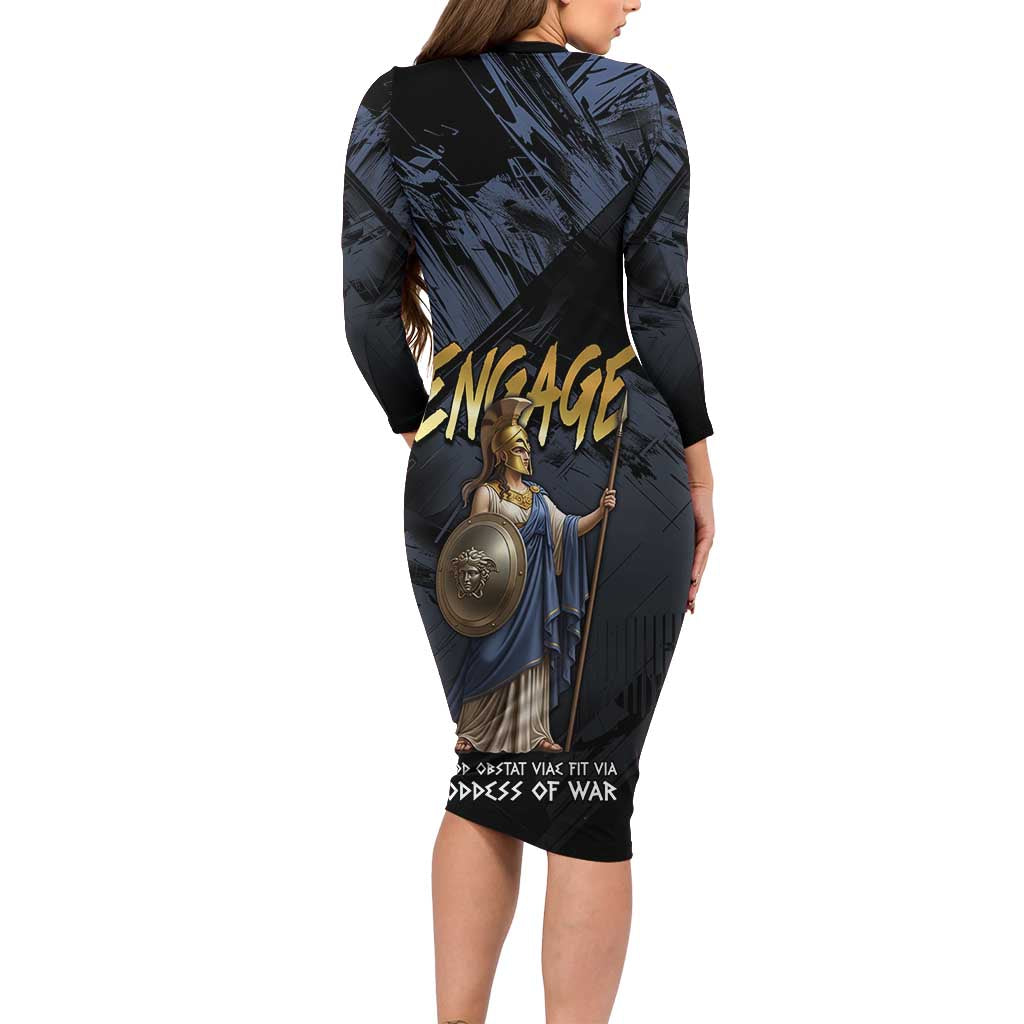 Ancient Greek Athena Long Sleeve Bodycon Dress Goddess Of Wisdom - Wonder Print Shop