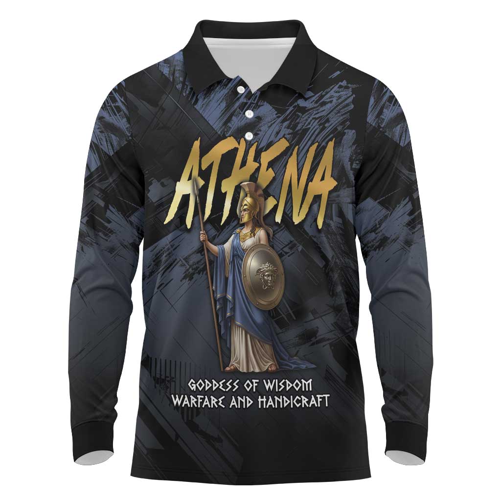 Ancient Greek Athena Long Sleeve Polo Shirt Goddess Of Wisdom - Wonder Print Shop