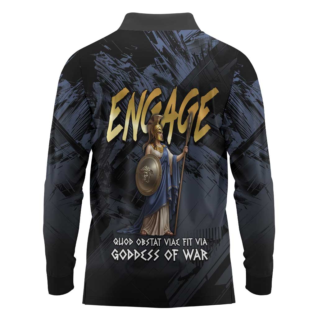 Ancient Greek Athena Long Sleeve Polo Shirt Goddess Of Wisdom - Wonder Print Shop