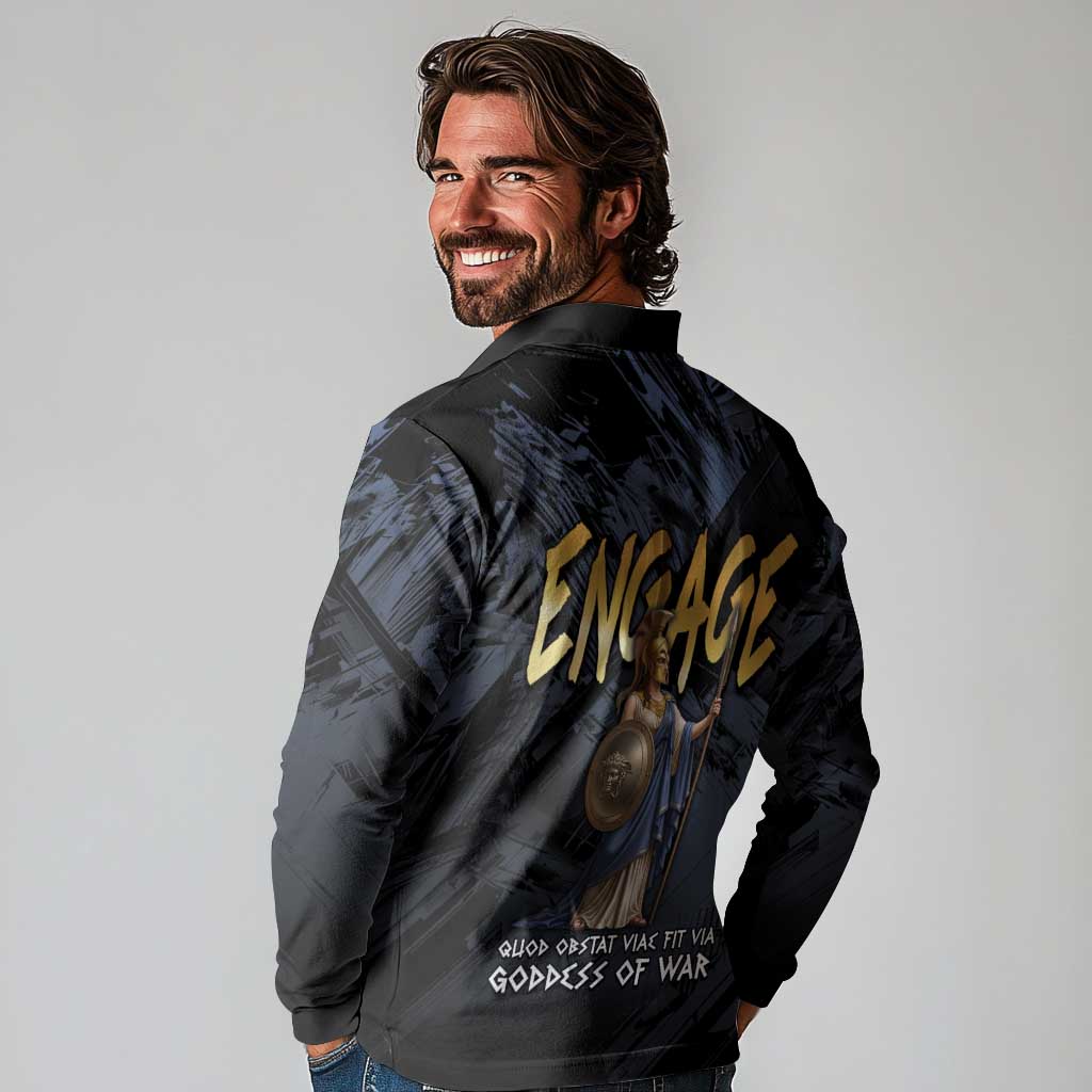 Ancient Greek Athena Long Sleeve Polo Shirt Goddess Of Wisdom - Wonder Print Shop