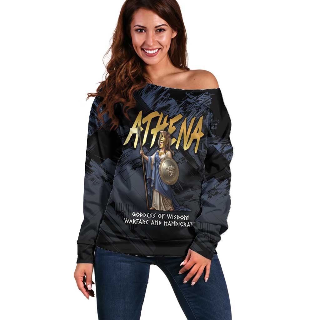 Ancient Greek Athena Off Shoulder Sweater Goddess Of Wisdom - Wonder Print Shop