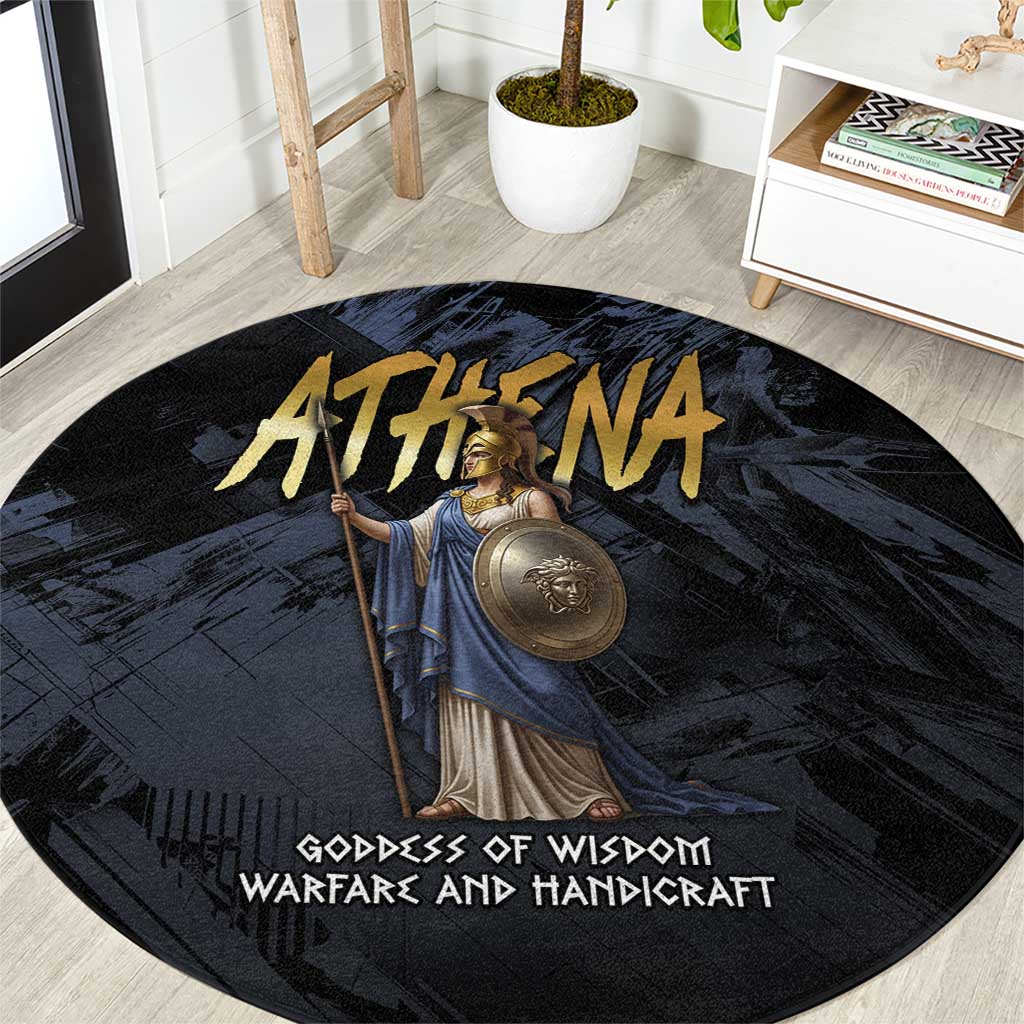 Ancient Greek Athena Round Carpet Goddess Of Wisdom - Wonder Print Shop