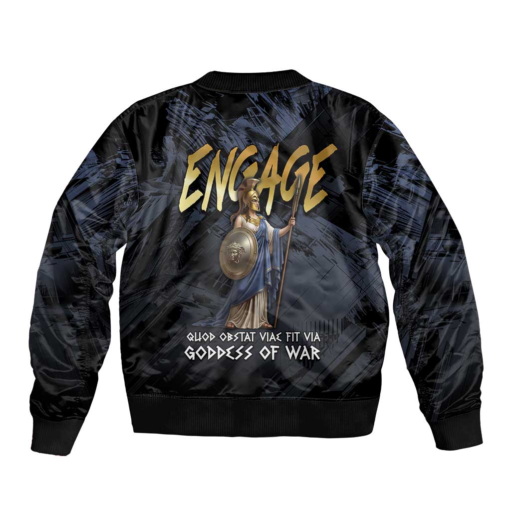 Ancient Greek Athena Sleeve Zip Bomber Jacket Goddess Of Wisdom - Wonder Print Shop