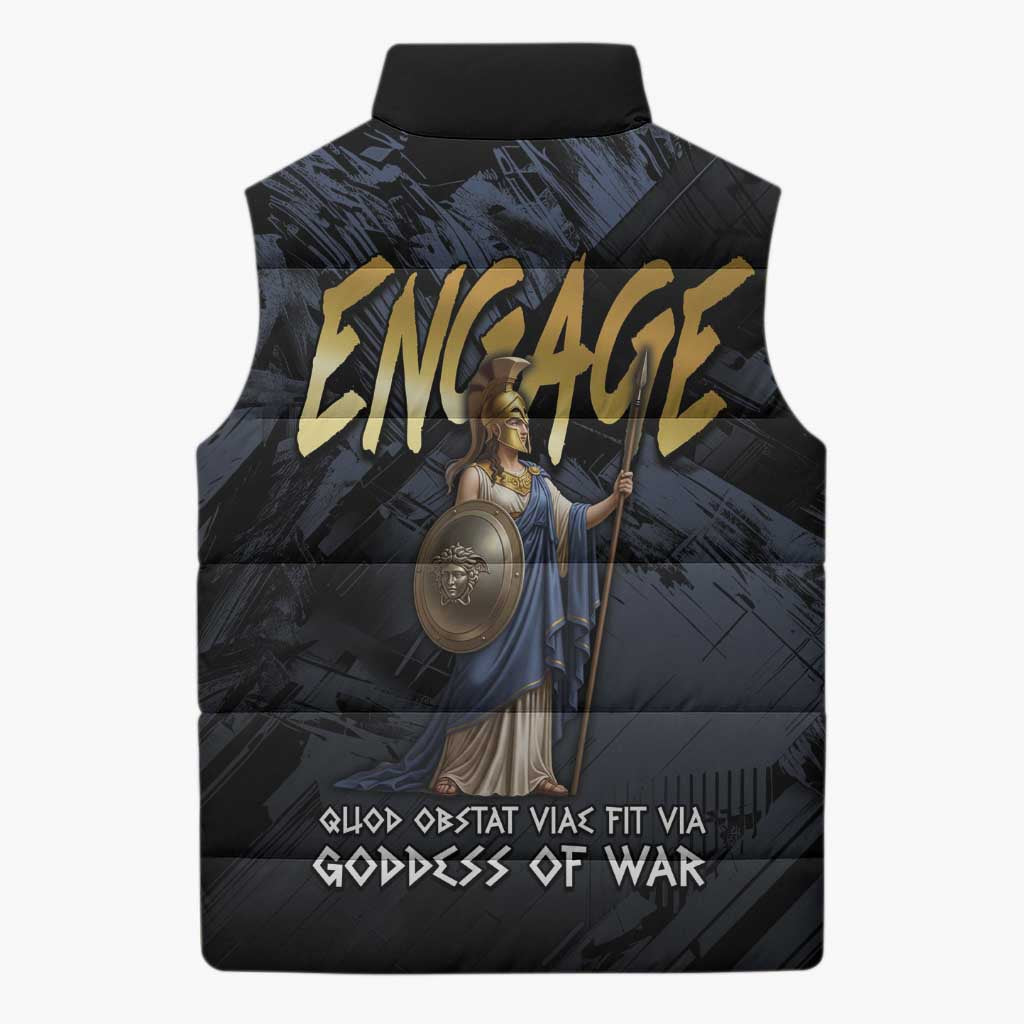 Ancient Greek Athena Sleeveless Puffer Jacket Goddess Of Wisdom - Wonder Print Shop