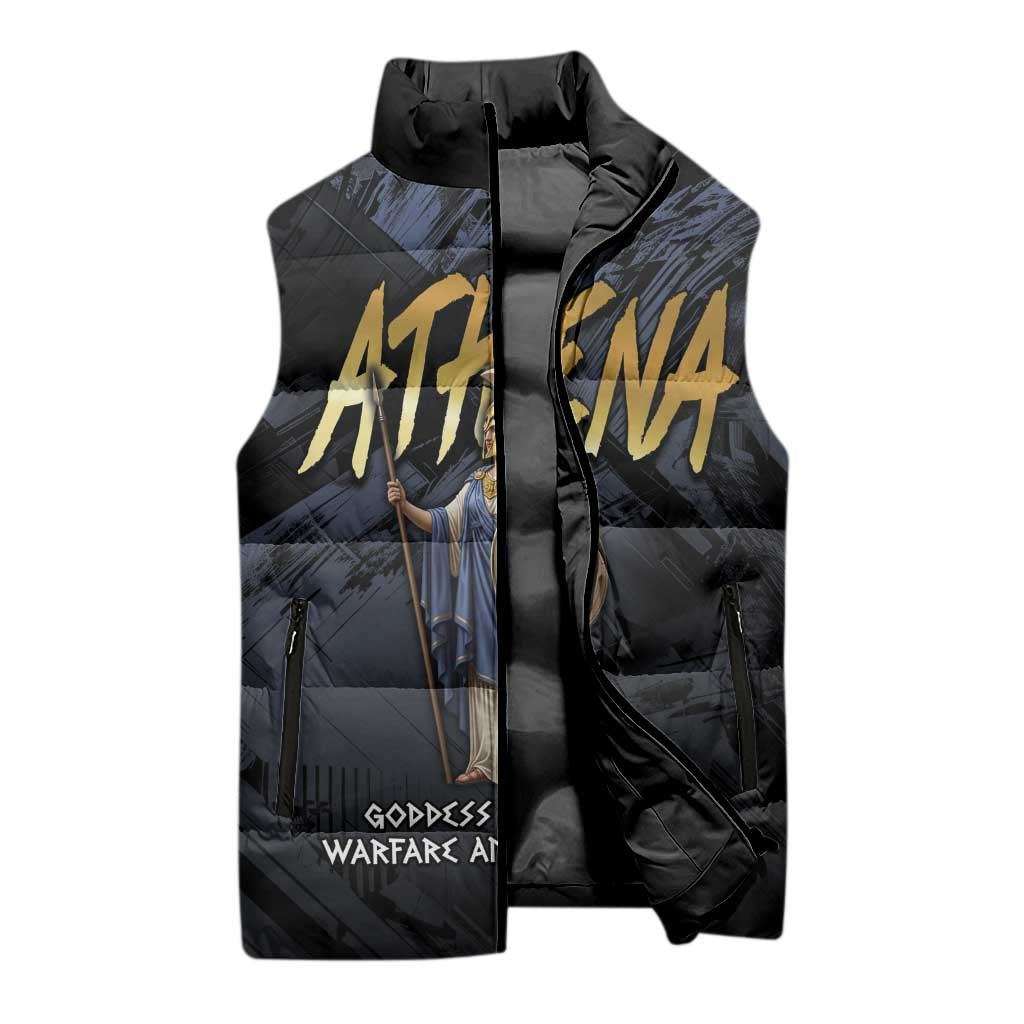 Ancient Greek Athena Sleeveless Puffer Jacket Goddess Of Wisdom - Wonder Print Shop