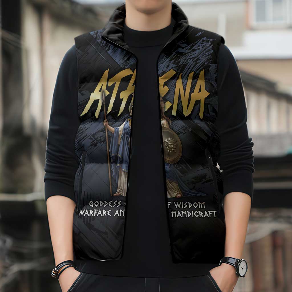 Ancient Greek Athena Sleeveless Puffer Jacket Goddess Of Wisdom - Wonder Print Shop