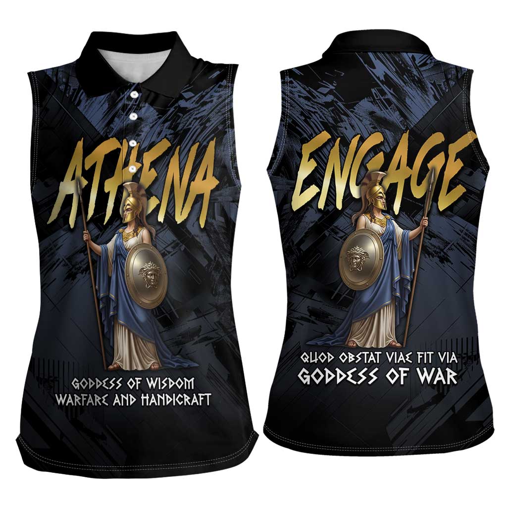 Ancient Greek Athena Women Sleeveless Polo Shirt Goddess Of Wisdom - Wonder Print Shop