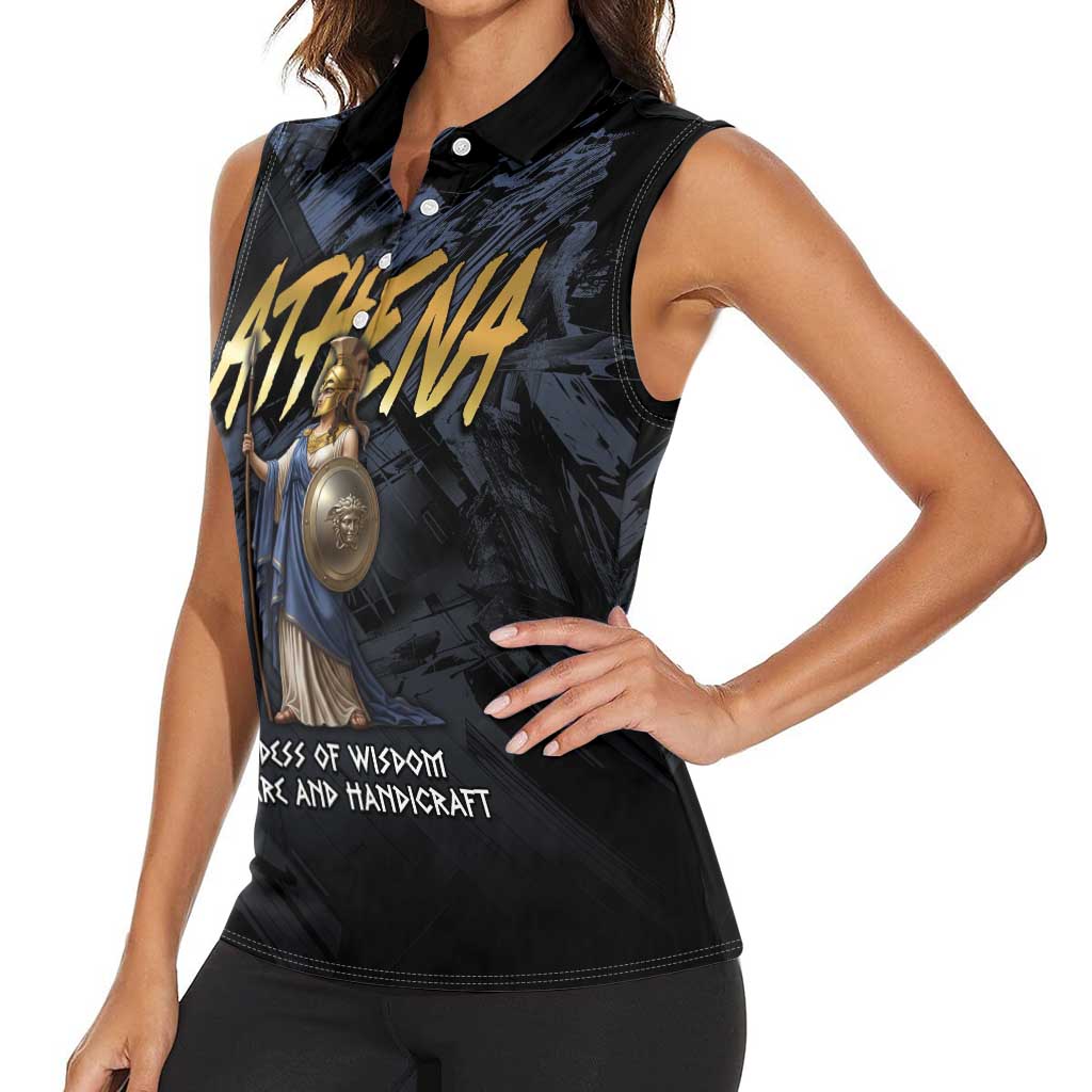 Ancient Greek Athena Women Sleeveless Polo Shirt Goddess Of Wisdom - Wonder Print Shop