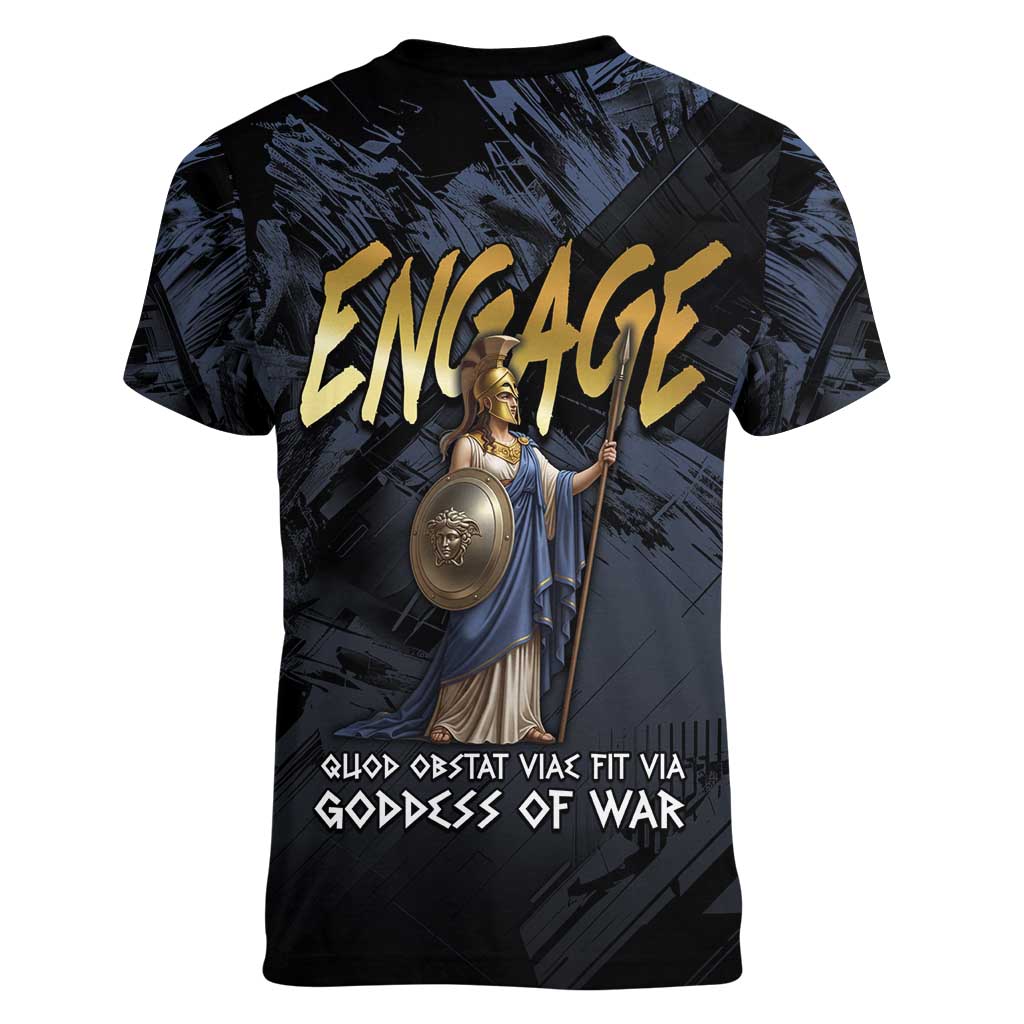 Ancient Greek Athena Women V-Neck T-Shirt Goddess Of Wisdom - Wonder Print Shop