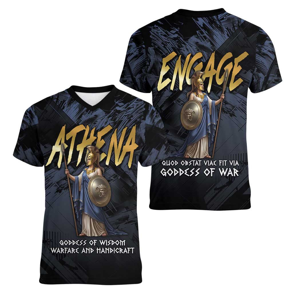 Ancient Greek Athena Women V-Neck T-Shirt Goddess Of Wisdom - Wonder Print Shop