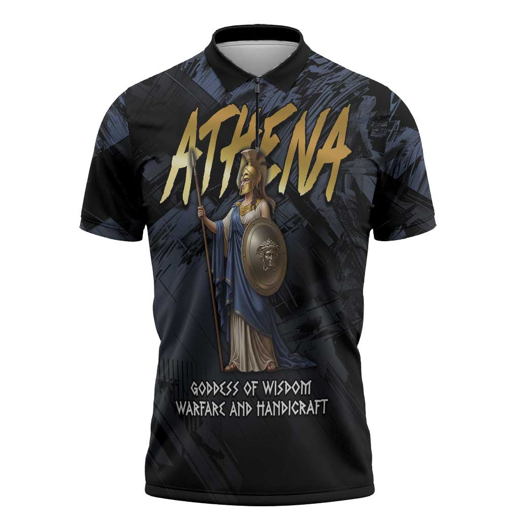 Ancient Greek Athena Zipper Polo Shirt Goddess Of Wisdom - Wonder Print Shop