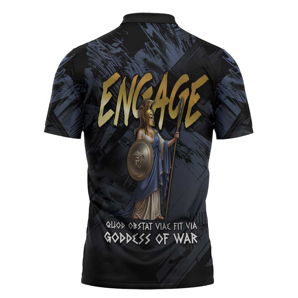 Ancient Greek Athena Zipper Polo Shirt Goddess Of Wisdom - Wonder Print Shop