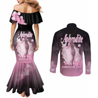 Ancient Greek Aphrodite Couples Matching Mermaid Dress and Long Sleeve Button Shirt Goddess Of Beauty - Wonder Print Shop