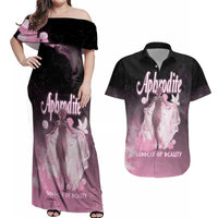 Ancient Greek Aphrodite Couples Matching Off Shoulder Maxi Dress and Hawaiian Shirt Goddess Of Beauty - Wonder Print Shop