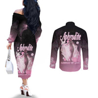 Ancient Greek Aphrodite Couples Matching Off The Shoulder Long Sleeve Dress and Long Sleeve Button Shirt Goddess Of Beauty - Wonder Print Shop
