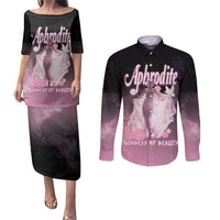 Ancient Greek Aphrodite Couples Matching Puletasi and Long Sleeve Button Shirt Goddess Of Beauty - Wonder Print Shop