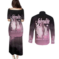 Ancient Greek Aphrodite Couples Matching Puletasi and Long Sleeve Button Shirt Goddess Of Beauty - Wonder Print Shop