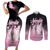 Ancient Greek Aphrodite Couples Matching Short Sleeve Bodycon Dress and Long Sleeve Button Shirt Goddess Of Beauty - Wonder Print Shop