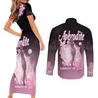 Ancient Greek Aphrodite Couples Matching Short Sleeve Bodycon Dress and Long Sleeve Button Shirt Goddess Of Beauty - Wonder Print Shop