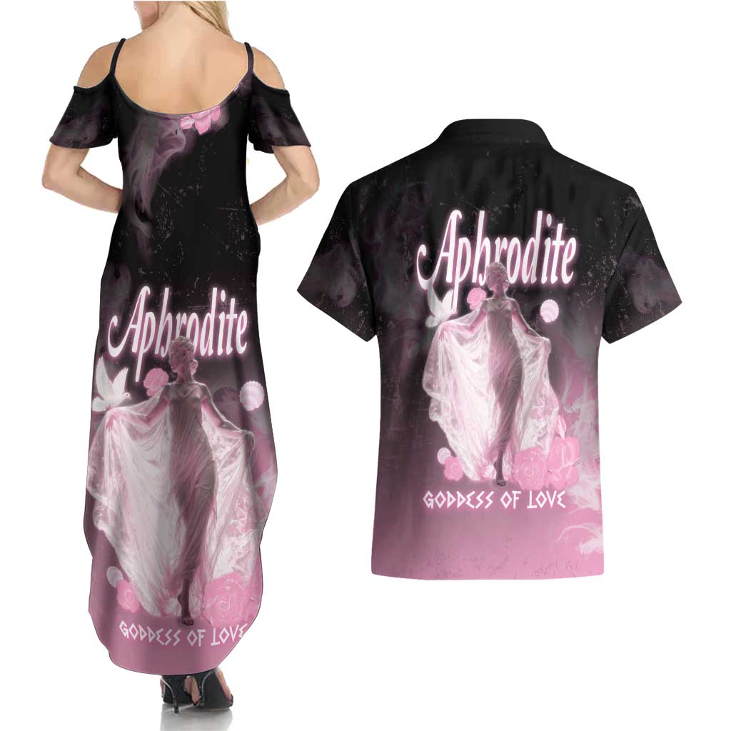 Ancient Greek Aphrodite Couples Matching Summer Maxi Dress and Hawaiian Shirt Goddess Of Beauty - Wonder Print Shop