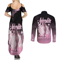 Ancient Greek Aphrodite Couples Matching Summer Maxi Dress and Long Sleeve Button Shirt Goddess Of Beauty - Wonder Print Shop