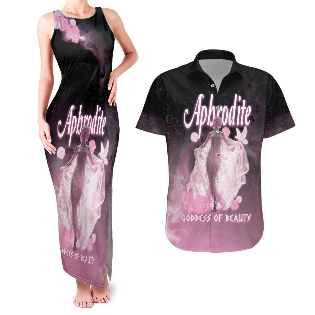 Ancient Greek Aphrodite Couples Matching Tank Maxi Dress and Hawaiian Shirt Goddess Of Beauty - Wonder Print Shop