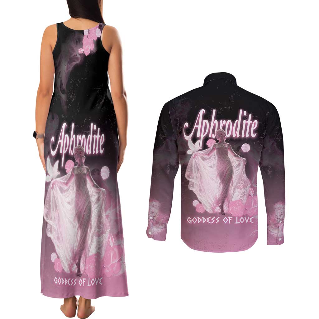 Ancient Greek Aphrodite Couples Matching Tank Maxi Dress and Long Sleeve Button Shirt Goddess Of Beauty - Wonder Print Shop