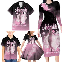 Ancient Greek Aphrodite Family Matching Long Sleeve Bodycon Dress and Hawaiian Shirt Goddess Of Beauty - Wonder Print Shop