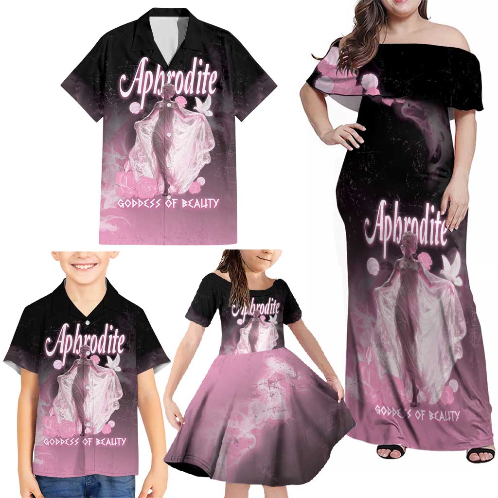 Ancient Greek Aphrodite Family Matching Off Shoulder Maxi Dress and Hawaiian Shirt Goddess Of Beauty - Wonder Print Shop