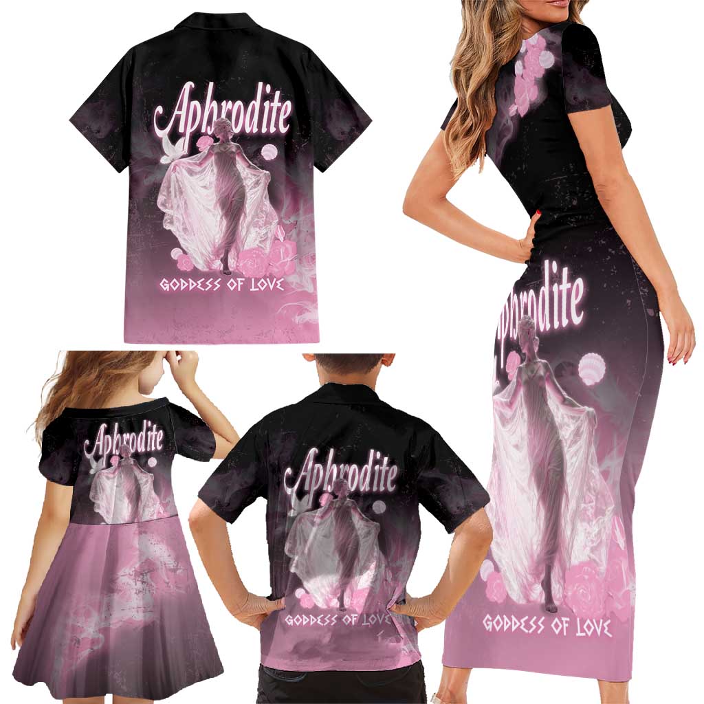 Ancient Greek Aphrodite Family Matching Short Sleeve Bodycon Dress and Hawaiian Shirt Goddess Of Beauty - Wonder Print Shop