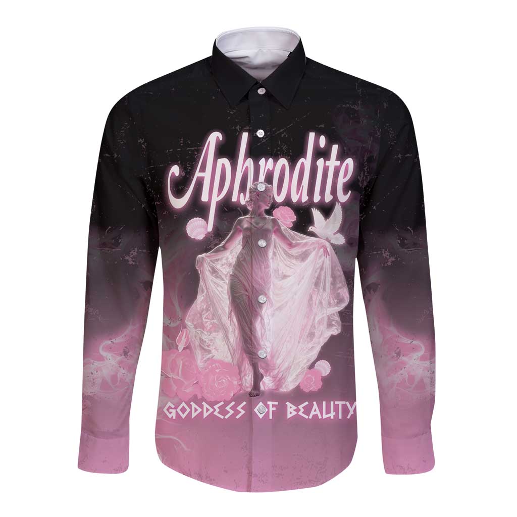 Ancient Greek Aphrodite Long Sleeve Button Shirt Goddess Of Beauty - Wonder Print Shop