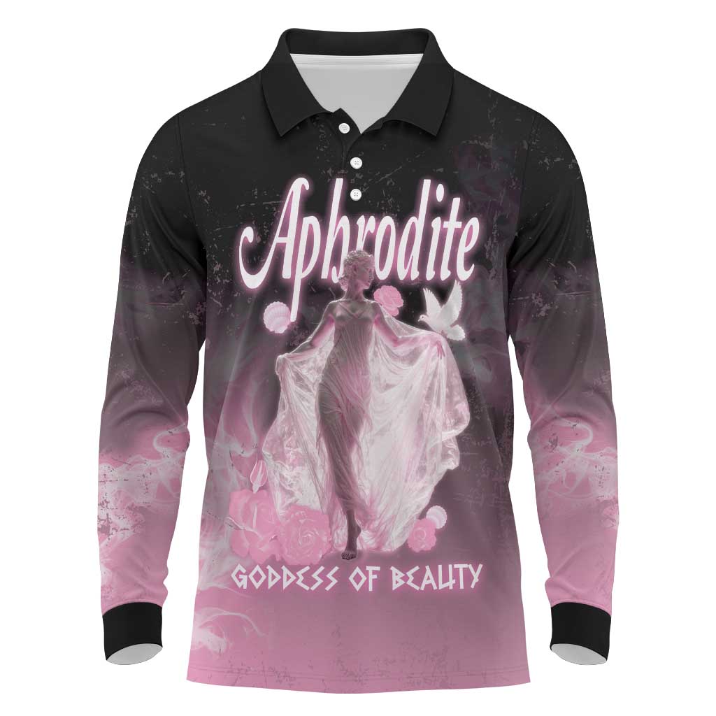 Ancient Greek Aphrodite Long Sleeve Polo Shirt Goddess Of Beauty - Wonder Print Shop