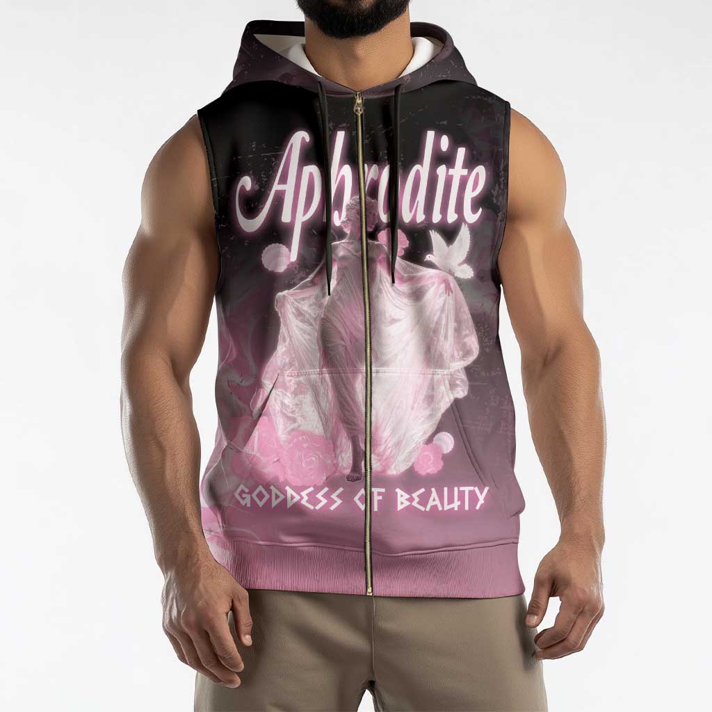 Ancient Greek Aphrodite Sleeveless Zip Hoodie Goddess Of Beauty - Wonder Print Shop
