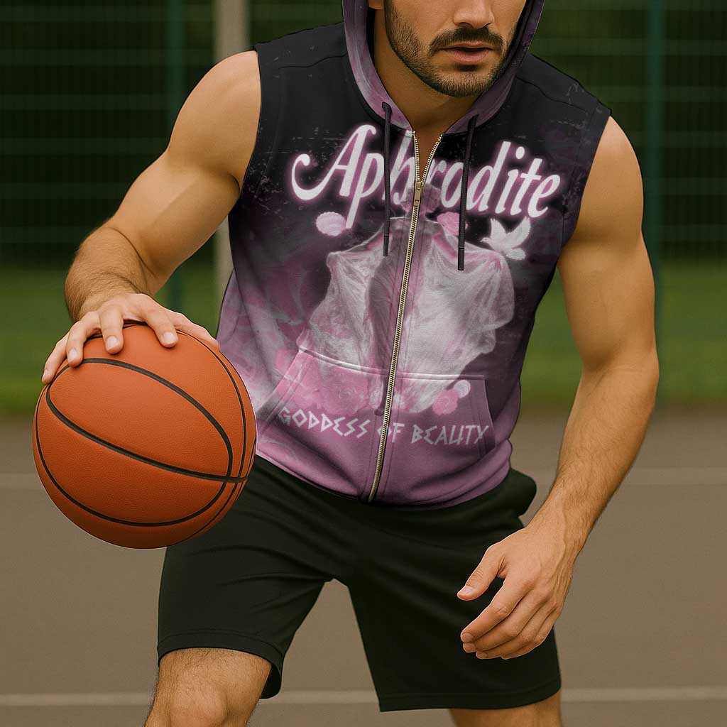 Ancient Greek Aphrodite Sleeveless Zip Hoodie Goddess Of Beauty - Wonder Print Shop