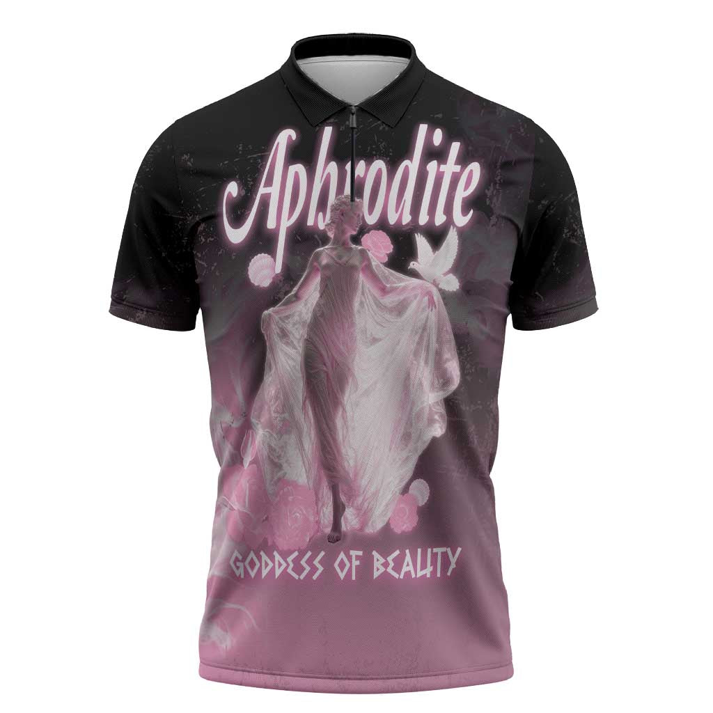 Ancient Greek Aphrodite Zipper Polo Shirt Goddess Of Beauty - Wonder Print Shop