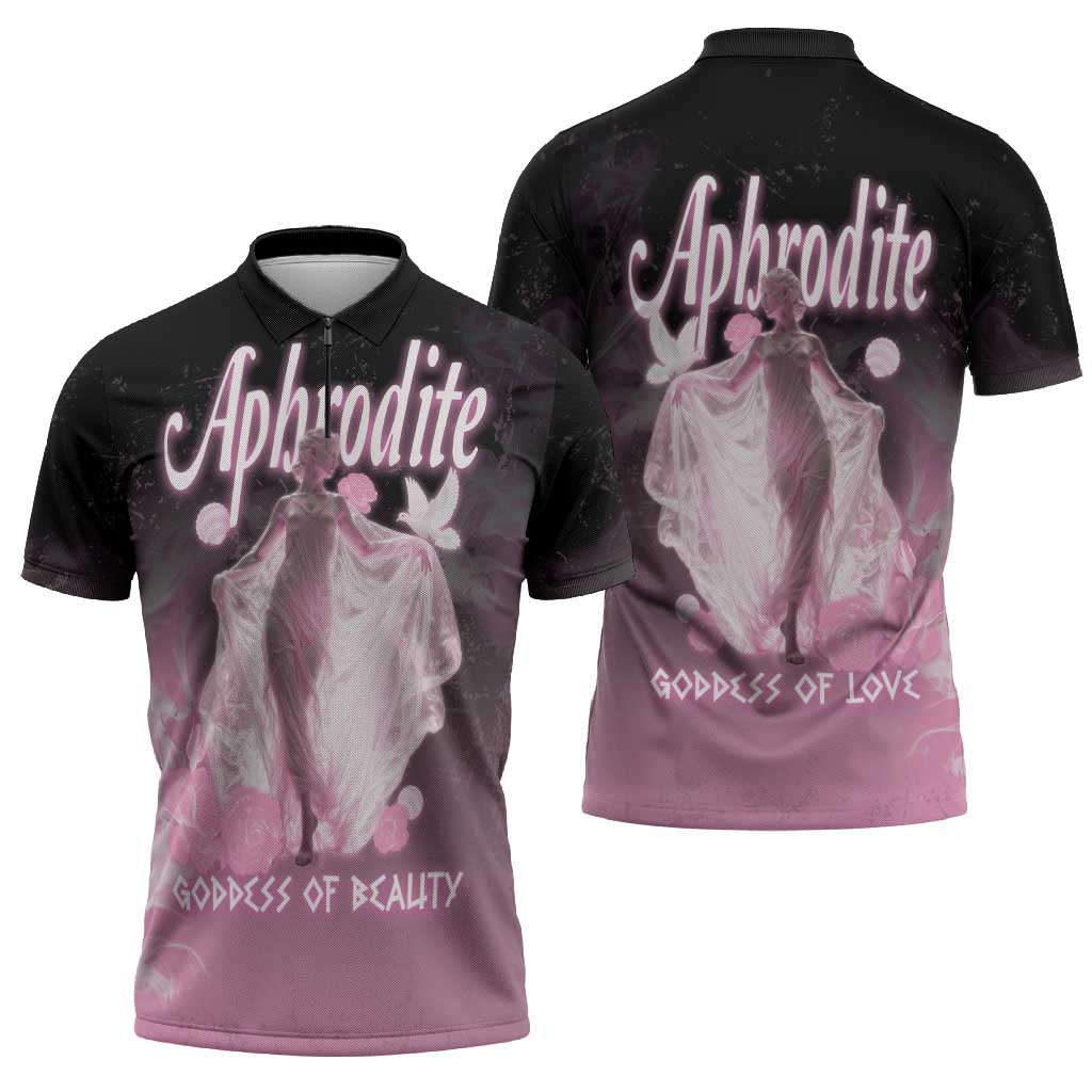 Ancient Greek Aphrodite Zipper Polo Shirt Goddess Of Beauty - Wonder Print Shop