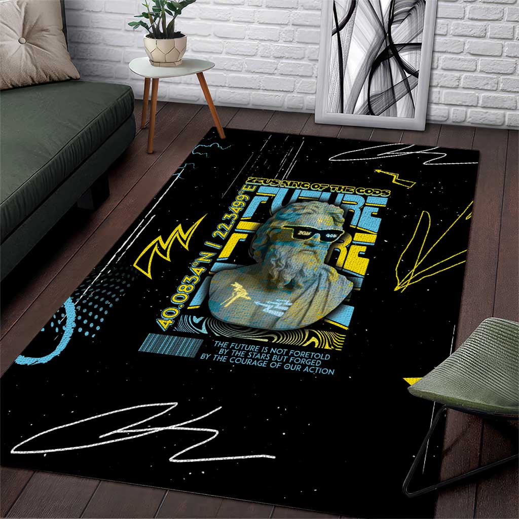 Ancient Greek Zeus Area Rug Futuristic Style - Wonder Print Shop