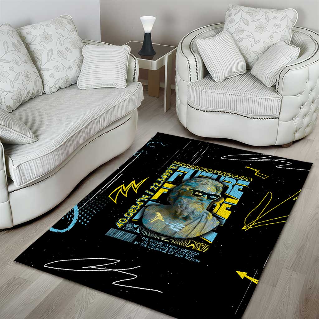 Ancient Greek Zeus Area Rug Futuristic Style - Wonder Print Shop