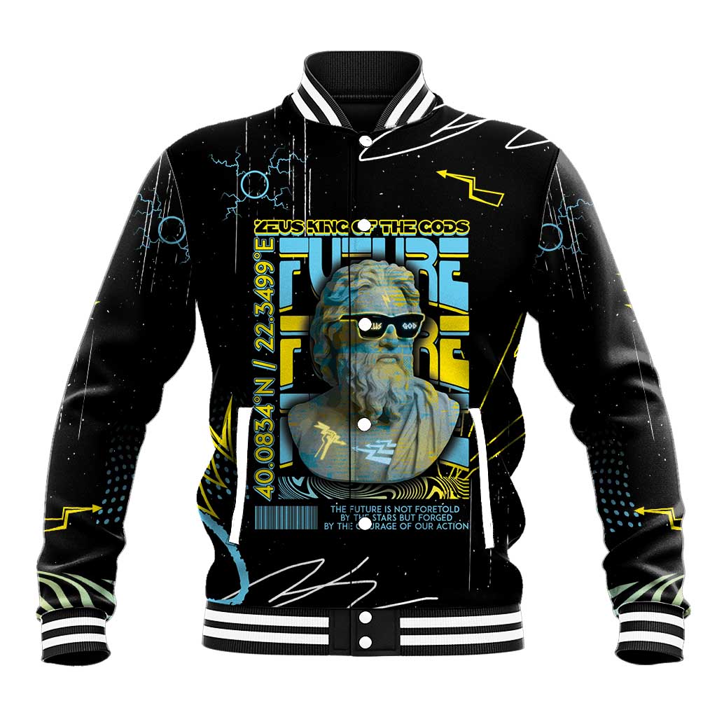Ancient Greek Zeus Baseball Jacket Futuristic Style - Wonder Print Shop