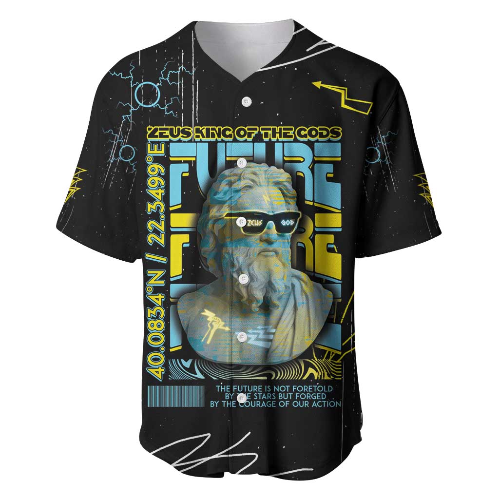 Ancient Greek Zeus Baseball Jersey Futuristic Style - Wonder Print Shop