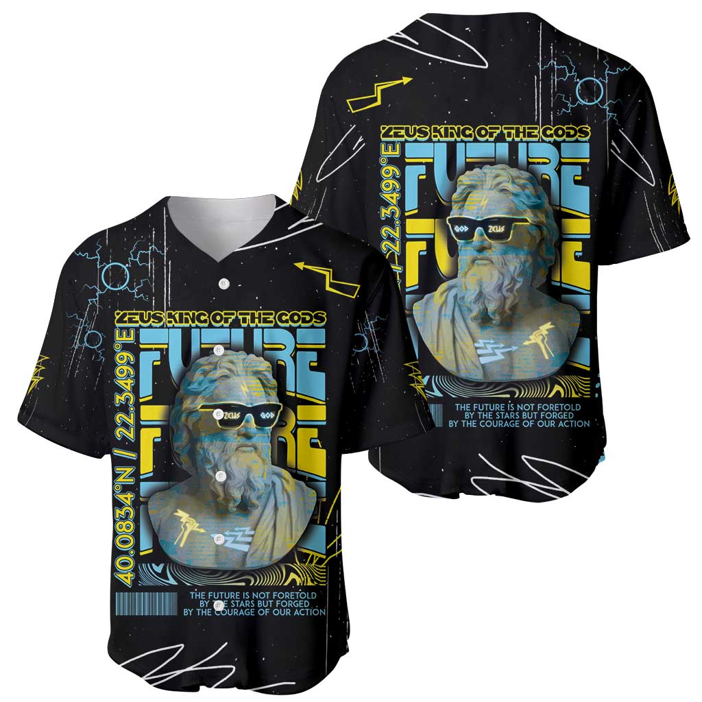 Ancient Greek Zeus Baseball Jersey Futuristic Style - Wonder Print Shop