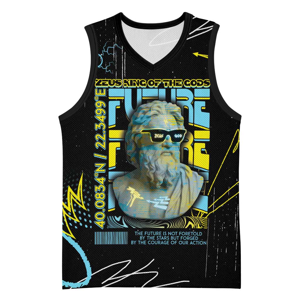 Ancient Greek Zeus Basketball Jersey Futuristic Style - Wonder Print Shop