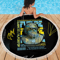Ancient Greek Zeus Beach Blanket Futuristic Style - Wonder Print Shop