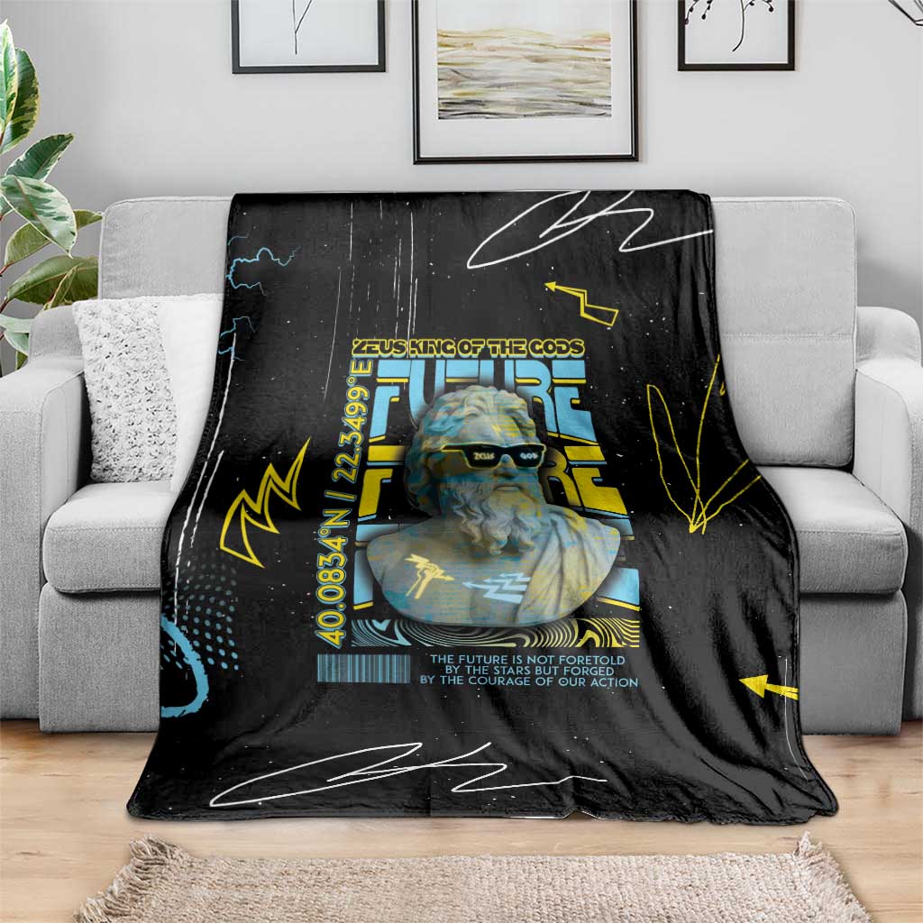 Ancient Greek Zeus Blanket Futuristic Style - Wonder Print Shop